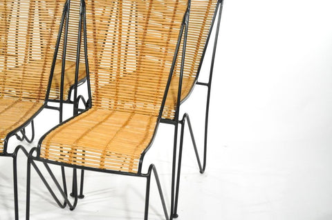 SIX MID-CENTURY WROUGHT IRON CHAIRS
