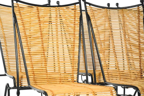 SIX MID-CENTURY WROUGHT IRON CHAIRS