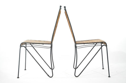 SIX MID-CENTURY WROUGHT IRON CHAIRS