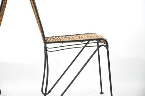 SIX MID-CENTURY WROUGHT IRON CHAIRS
