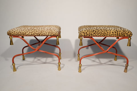 1950's Painted Iron Stools with Tassels