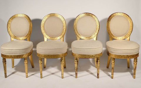 4 Greek Key Chairs in Gold