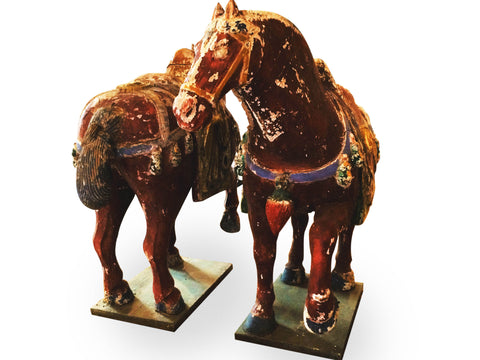 Chinese Hand-Painted Wooden Horses