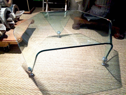 Vintage Chrome & Glass End Table