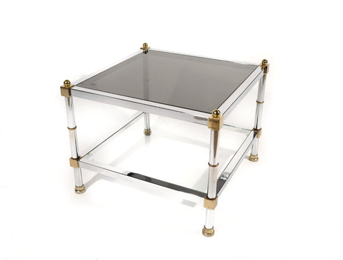 Square Chrome Brass Glass Table