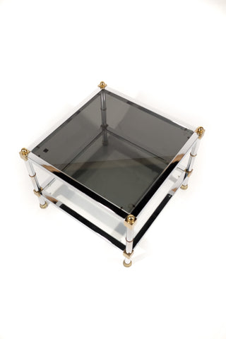 Square Chrome Brass Glass Table