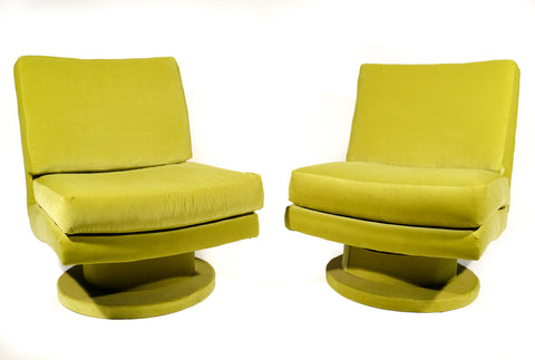 Pair of Milo Baughman Swivel Chairs Newly Upholstered