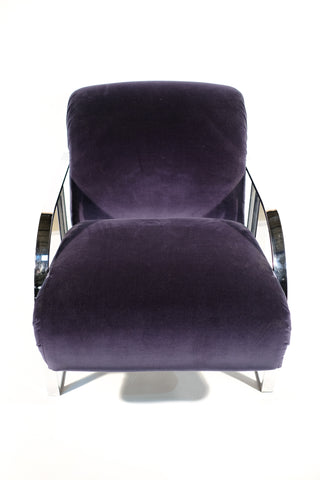 Large Chrome Chair Blue Velvet