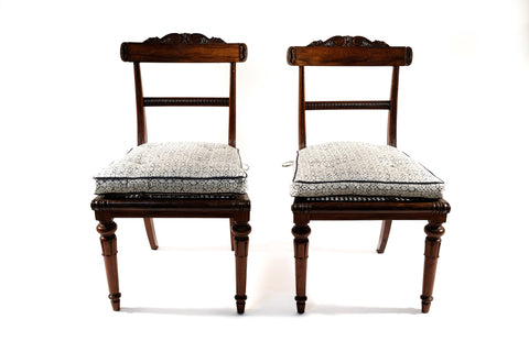 Pair of Wood Side Chairs with Scrolled Top